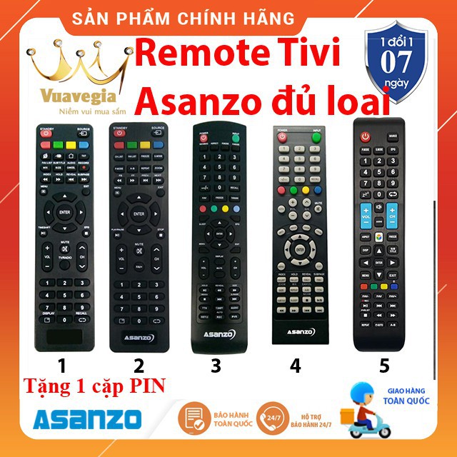 REMOTE ĐIỀU KHIỂN TIVI ASANZO ĐỦ LOẠI CHÍNH HÃNG