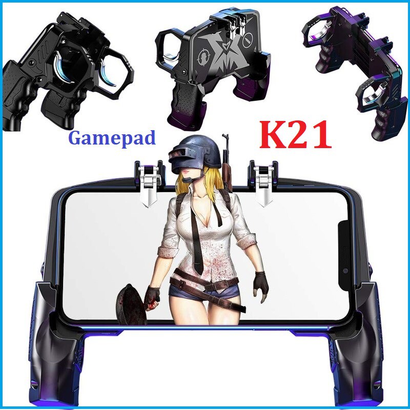 Tay cầm chơi game điện thoại K21,phụ kiện hỗ trợ chơi game nút bấm chơi game pubg e9,r11,ros,ff cho iphone và samsung