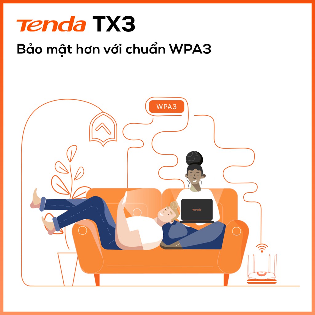 [Mã ELMALL10 giảm 10% đơn 500K] Tenda Thiết bị phát Wifi TX3 Chuẩn Wifi 6 AX1800Mbps - Hãng phân phối chính thức