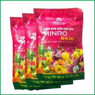 Phân Bón NPK MINRO 15-5-20 (1 KG) Kích Ra Hoa, Đậu Trái cho cây ăn quả, cây phong lan, cây cảnh nội thất