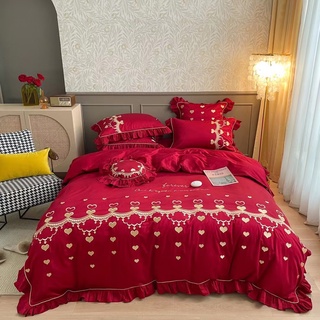Bộ Chăn Ga Gối Lụa Thêu Hoa Cao Cấp