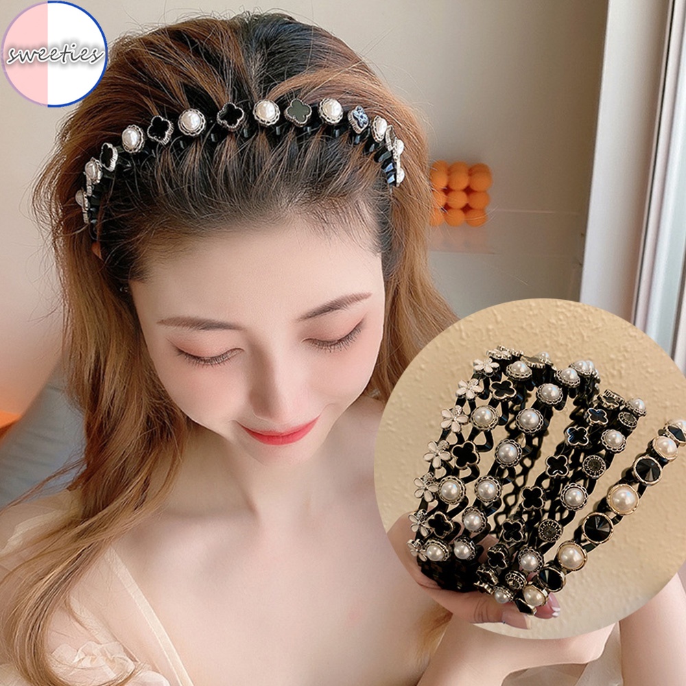 Băng đô cài tóc đính hoa ngọc trai giả thời trang cho nữ