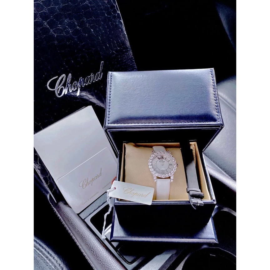 Đồng hồ nữ SET CHOPARD L’HEURE DU DIAMANT LEATHER máy Nhật cao cấp