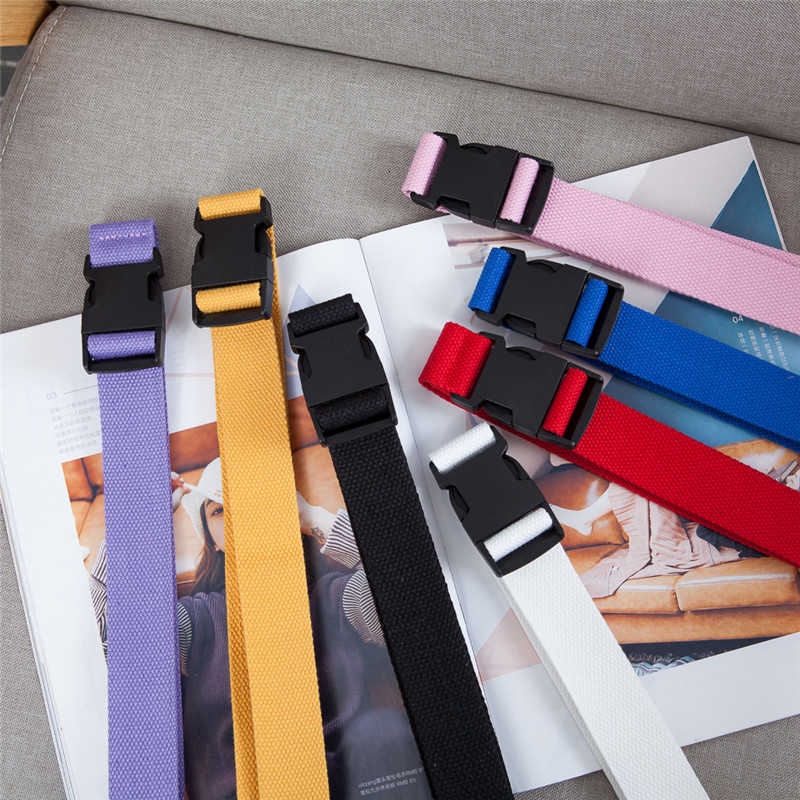 Thắt Lưng Canvas Màu Trơn Khóa Kim Loại Tròn Thời Trang Cho Nữ 13520