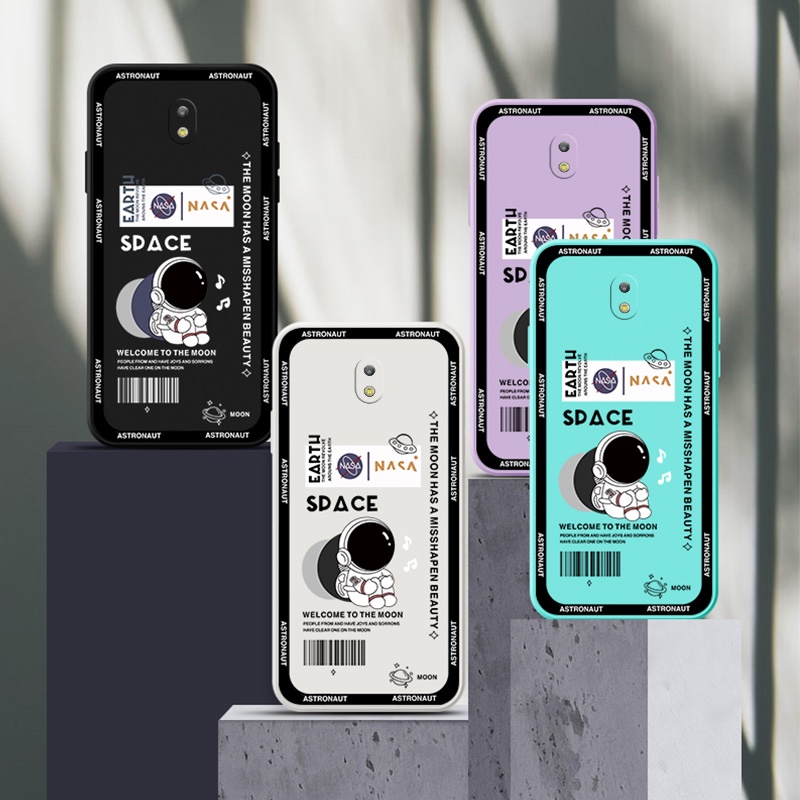 Ốp Điện Thoại Silicone Mềm Hình Phi Hành Gia Chống Dấu Vân Tay / Rơi Vỡ + Dây Đeo Cho Samsung J7 Prime J7 Pro J8 2018