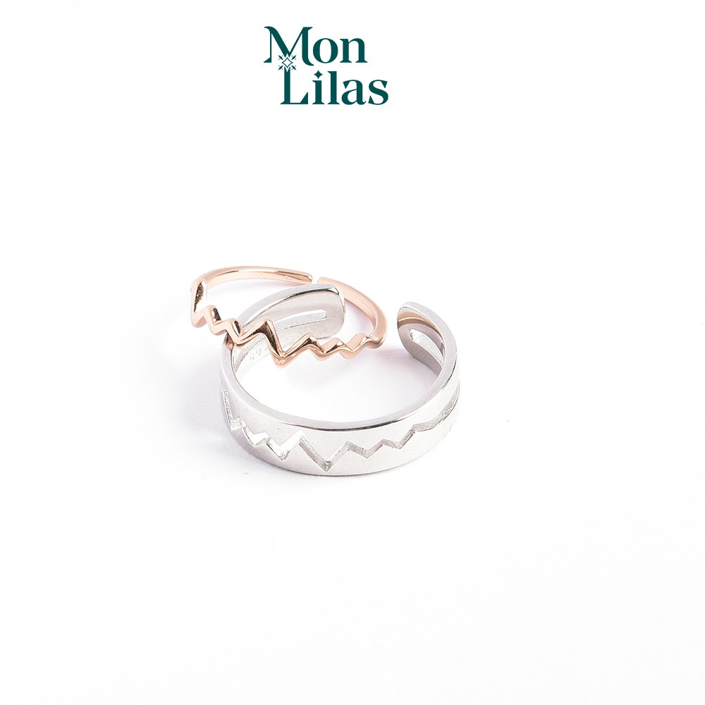 Nhẫn đôi bạc Mon Lilas đính đá đẹp thời trang N112105/6