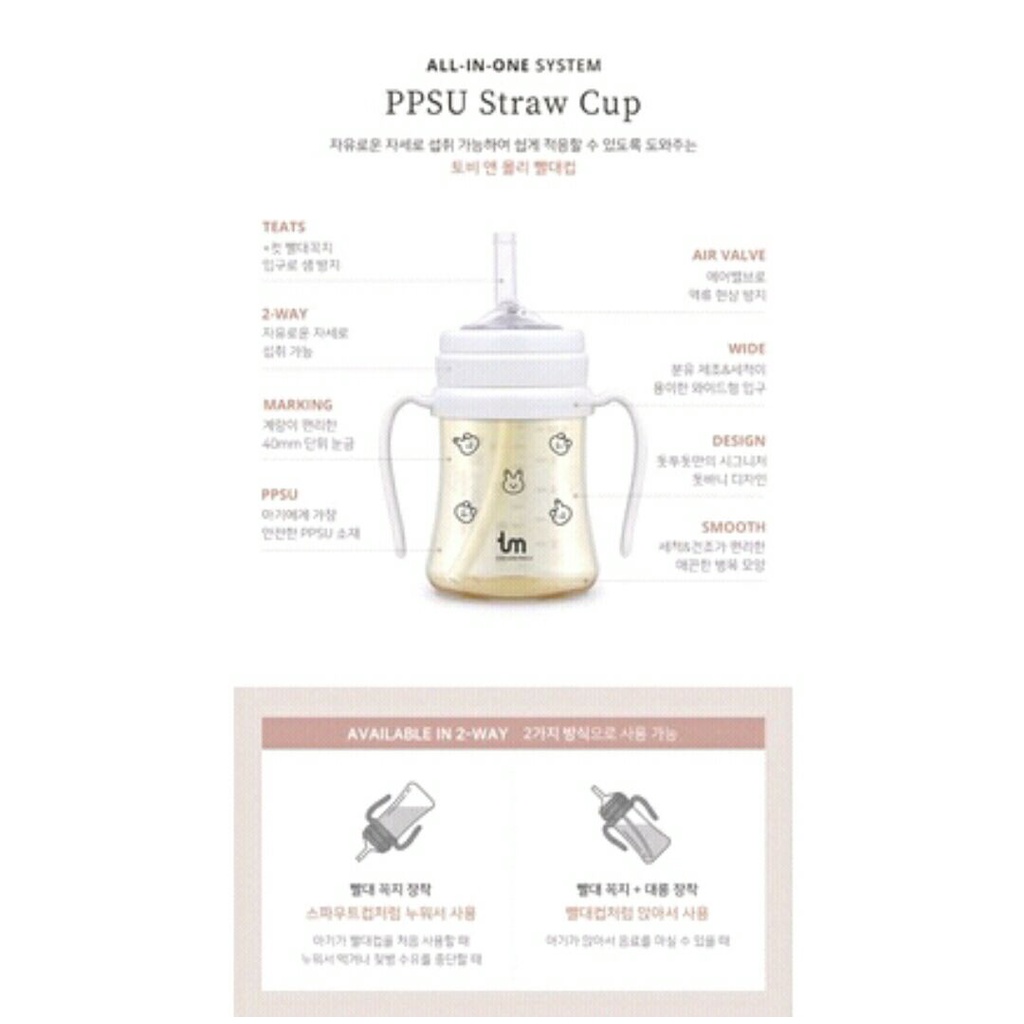 Bình Thỏ/ Sóc Tovi and Molly 180ml/280ml Hàn Quốc chính hãng