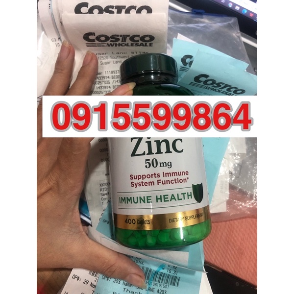 Viên Kẽm Nature's Bounty Zinc 50mg 400Viên đủ Bill