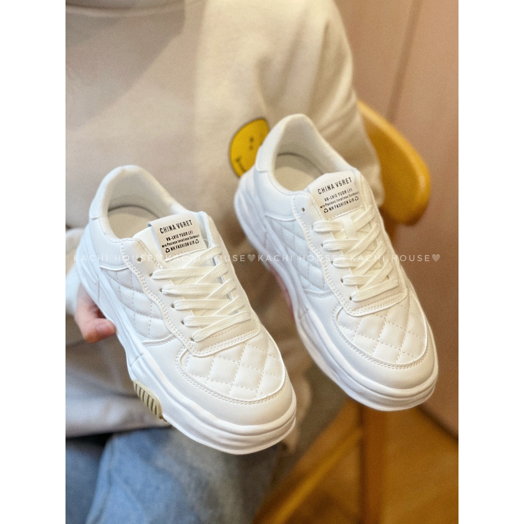 Giày Thể thao nữ kẻ vuông độn đế 3cm mẫu R01 - kachihouse