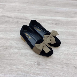 Giày búp bê gót cao 3 phân chất nhung