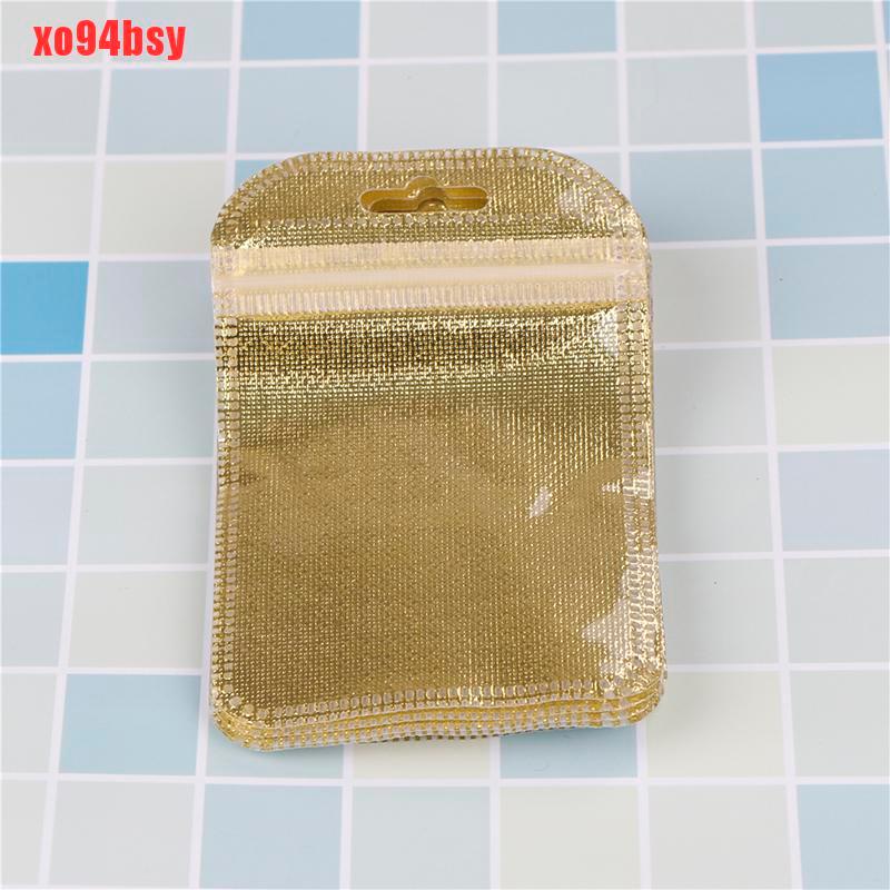 [xo94bsy]10pcs gold Glossy Heat Seal Aluminum Foil Small Ziplock Bag Flat Zip Lock