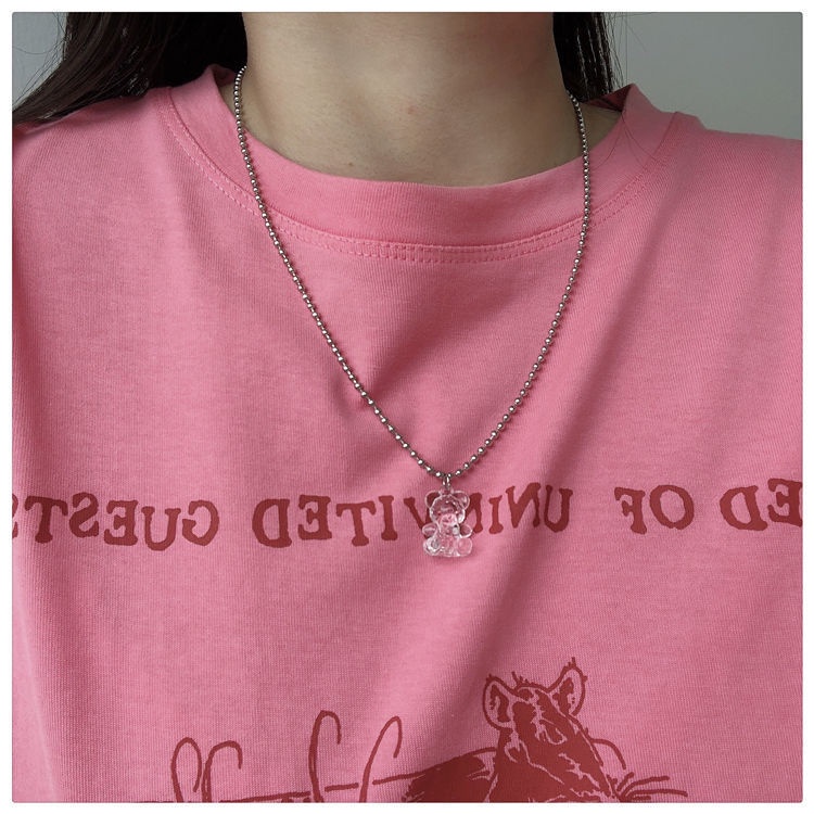 Vòng Cổ Gấu Trong Suốt 191129Dây Chuyền Chuỗi Xích Trong Suốt Họa Tiết Hoạt Hình Dễ Thương Phong Cách Hàn Quốc