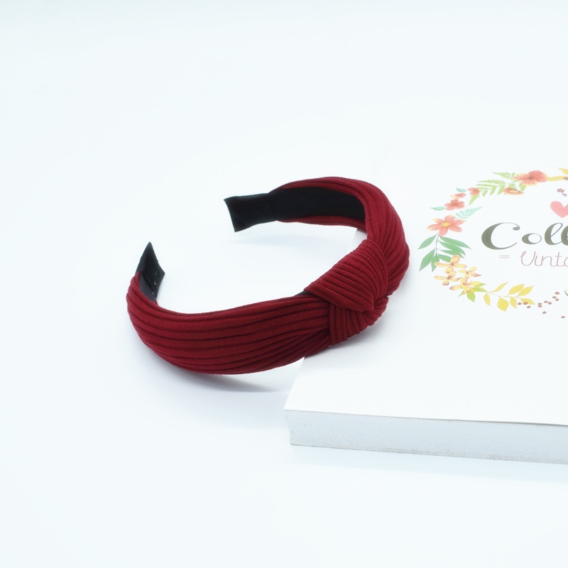 Băng đô cài tóc bằng vải len dệt màu trơn thời trang phong cách retro