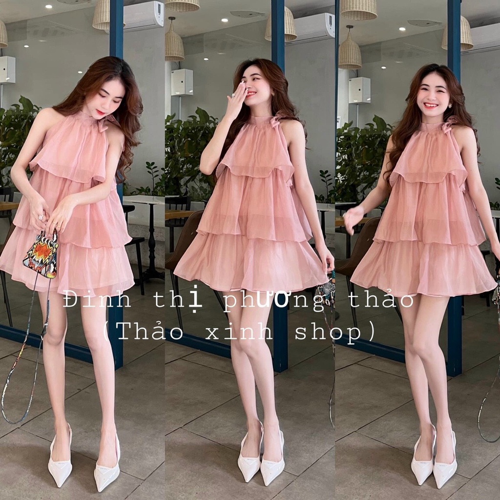 [8.8 Sales Freeship] Set bộ tiểu thư babydoll, set bộ voan cổ yếm 3 tầng cột nơ cổ, bộ đùi bánh bèo dễ thương