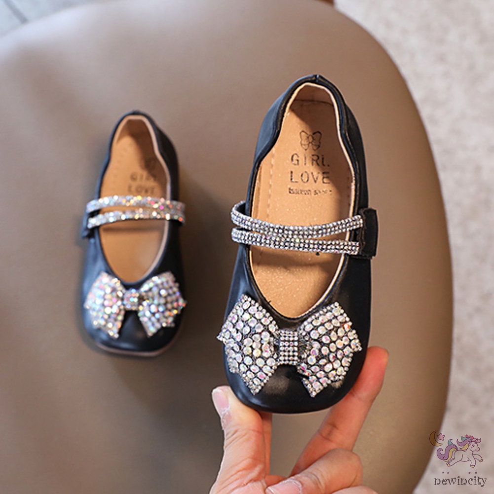Giày Búp Bê Đính Nơ Lấp Lánh Cho Bé Gái
