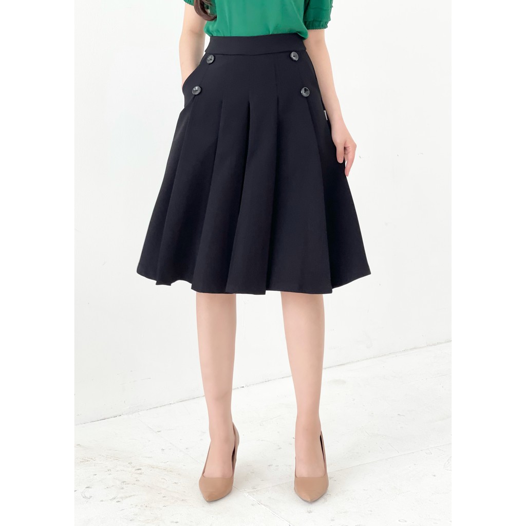 Chân váy xòe xếp ly có túi chất liệu tuyết mưa cao cấp EMVY CV25