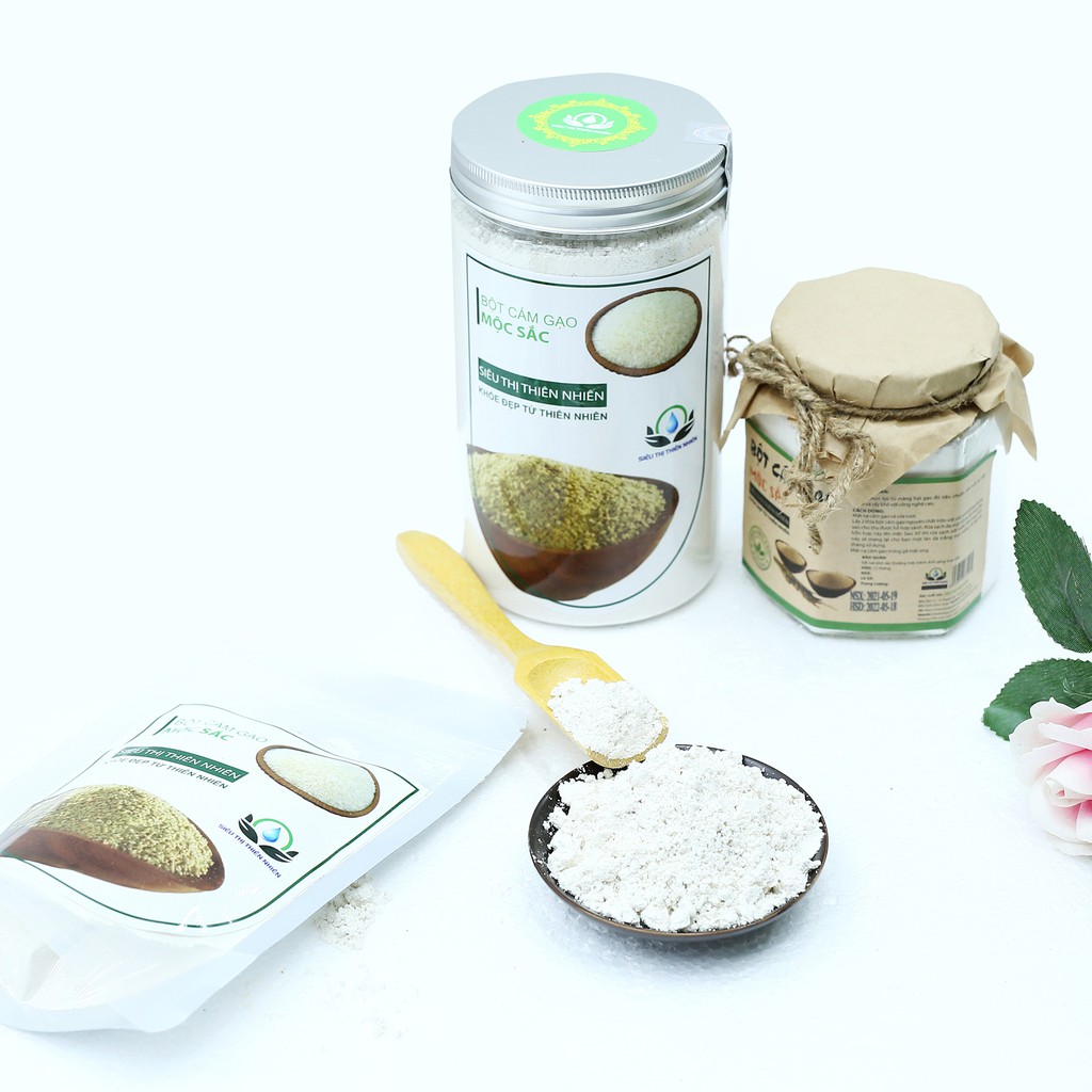 Tinh bột cám gạo nguyên chất Mộc Sắc 500g để tắm trắng làm mặt nạ sữa non của siêu thị thiên nhiên