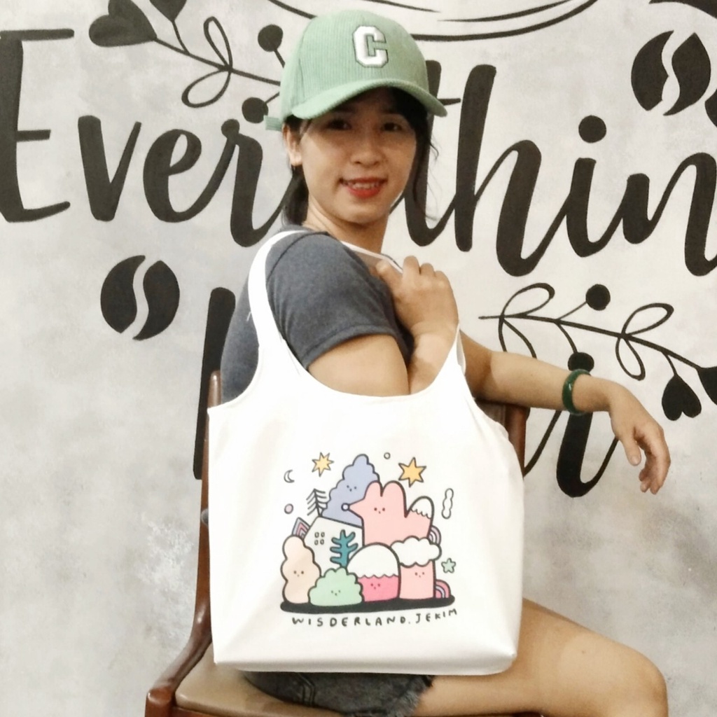 Túi tote, vải canvas 100% poli cao cấp, phong cách thời trang ulzzang, có khoá miệng xịn xò 6 CÂY NẤM mã K32
