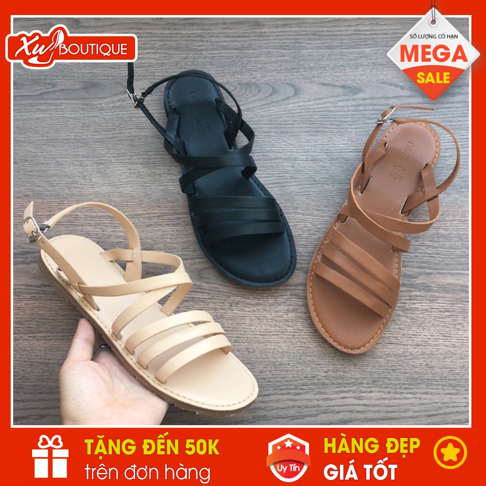 (Lẻ Size 35 36 SALE 79k) - Giày Sandal Nữ Quai Ngang Mảnh Đế Bằng Giá Rẻ - Chất Da Mờ SD154/SD155/SD156