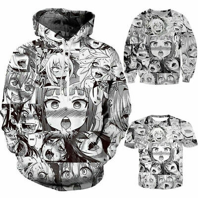 Ahegao Anime Face Hentai Manga 3D Printing Funny Hoodie Sweatshirt Suits Cosplay Costume