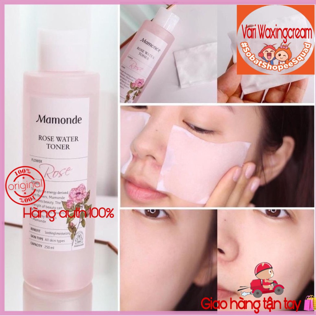 Nước hoa hồng [Dùng là mê-Hàng Auth] Nước hoa hồng dưỡng da cung cấp độ ẩm Mamonde Rose Water Toner Hàn Quốc 250ml