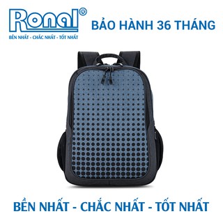 Ba lô Ronal BL87 - Đen phối xanh in tròn wash