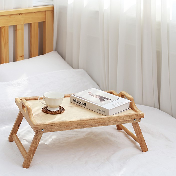 Bàn tray gấp có quai nắm gỗ tự nhiên-Bed tray