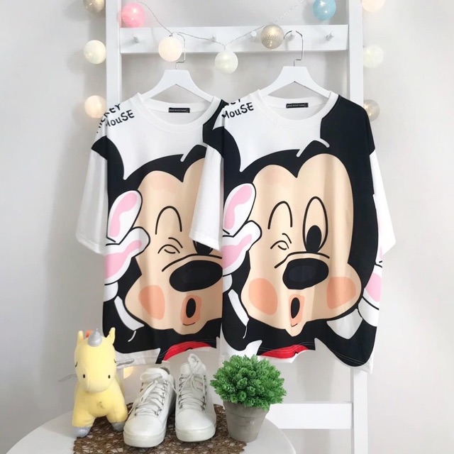 Áo Thun OverSize 3D Unisex Tay Lở Chuột Mickey-Minnie/Set Chuột Mickey-Minnie