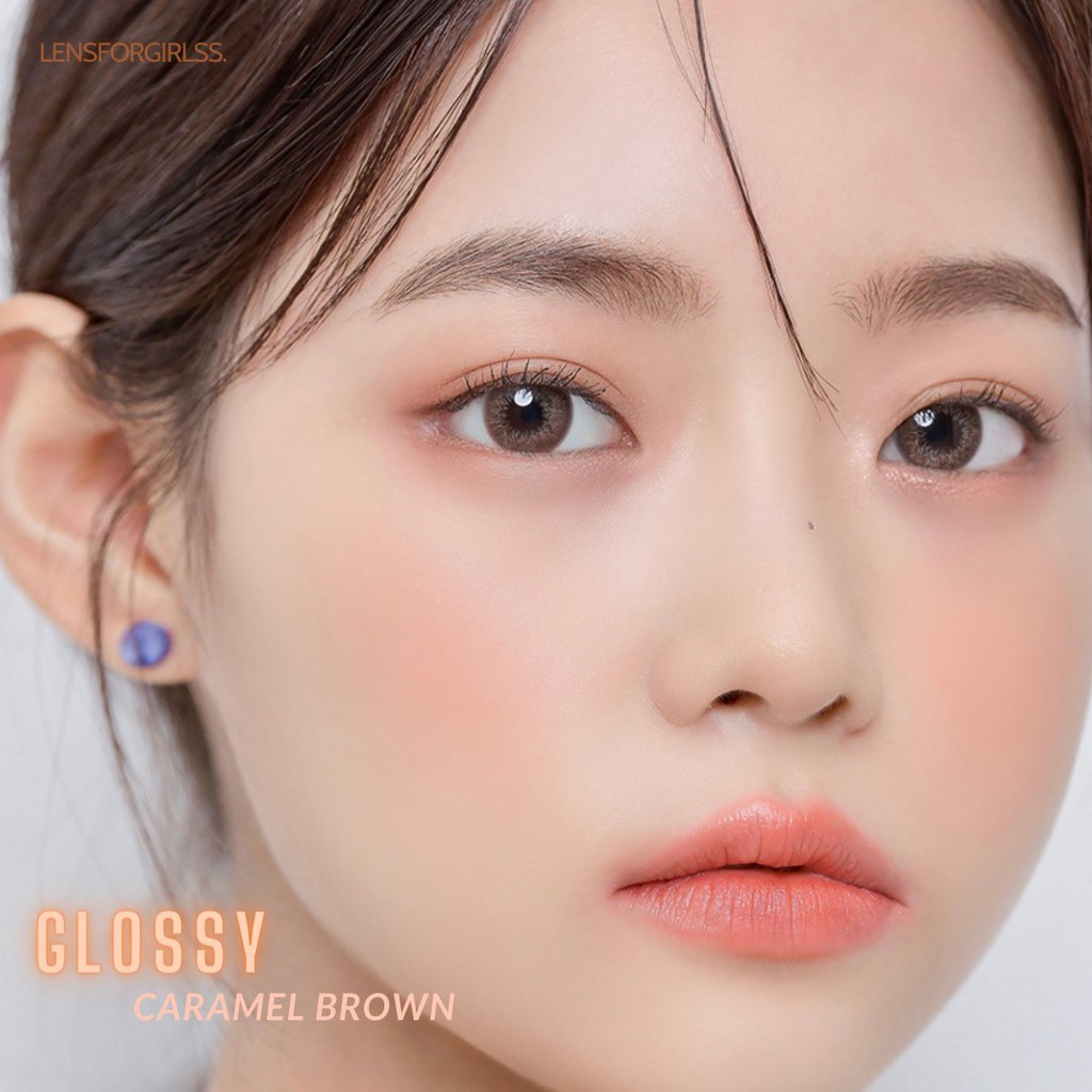 Kính áp tròng nâu caramel Siesta Glossy Brown dành cho mắt nhạy cảm - Pc Hydrogel | Hạn sử dụng 6 tháng