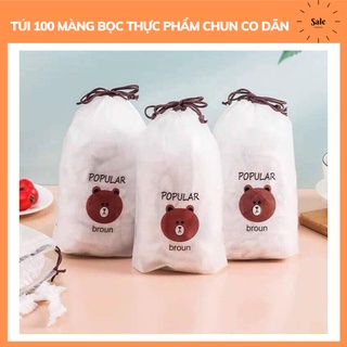 Set 100 Màng bọc thực phẩm túi gấu có chun co giãn an toàn thực phẩm, bảo vệ sức khỏe và môi trường