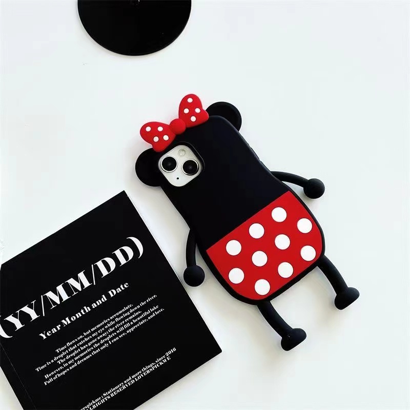 Ốp Điện Thoại Dẻo Họa Tiết Hoạt Hình Minnie Chấm Bi Kèm Vòng Đeo Tay Chống Rơi Cho iPhone 11 / 12 / 12PRO MAX / 13PRO MAX / XR / XS plus