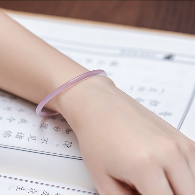 Vòng Tay Đá Mã Não Tự Nhiên Mỏng Màu Xanh Lá Phong Cách Hanfu Trung Hoa Cho Nữ