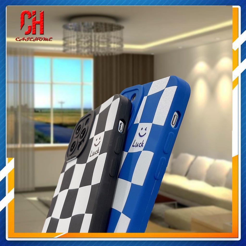 Case compatible for iPhone 13 12 11 PRO MAX 6 7 6S 8 Plus X XR XS MAX Se 2020 6SPlus 7Plus 6Plus 8Plus XSMAX Chessboard Luck Smiley Pattern Soft TPU Case