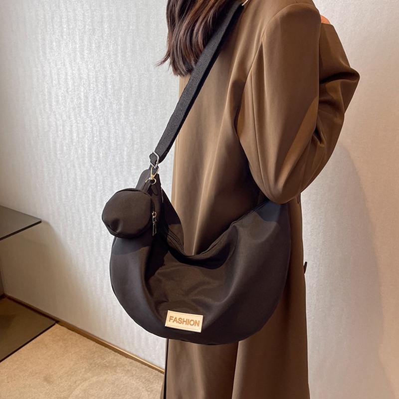 Túi Đeo Chéo Vai Đa Chức Năng Sức Chứa Lớn Màu Trơn Dễ Phối Đồ Phong Cách Harajuku Cho Nữ