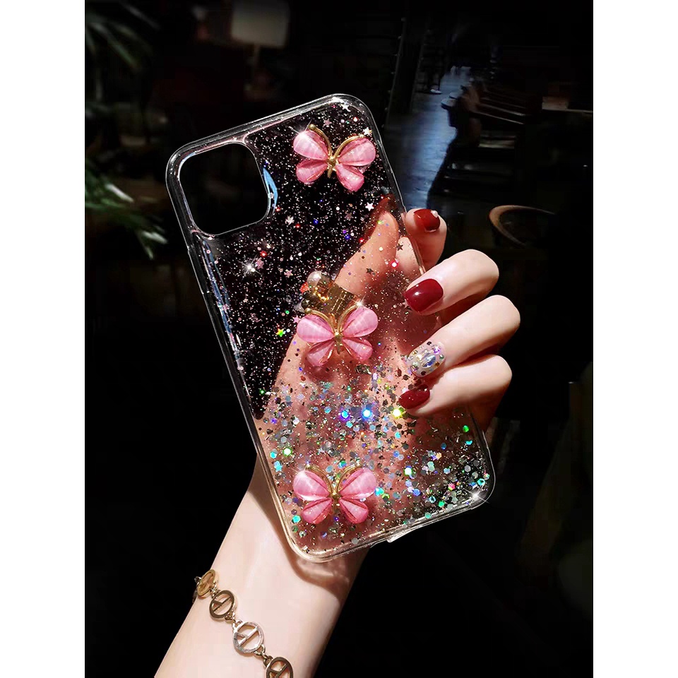 Casing Xiaomi Redmi Note 4 5 6 7 5A 6A 7A 4X Glitter Bling Stars Clear Soft Case Butterfly Phone Back Cover