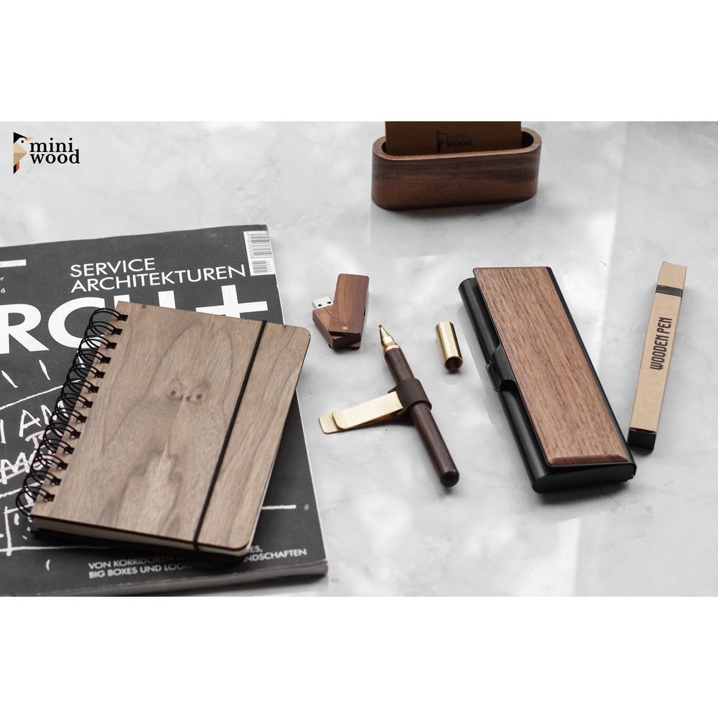 Hộp bút gỗ Miniwood walnut nâu đậm bền đẹp, xuất sắc luôn!!!!