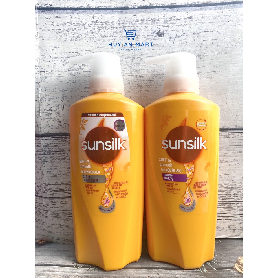 Dầu xả sunsilk Thái Lan Sunsilk Soft &amp; Smooth mềm mượt diệu kỳ màu vàng 425ml