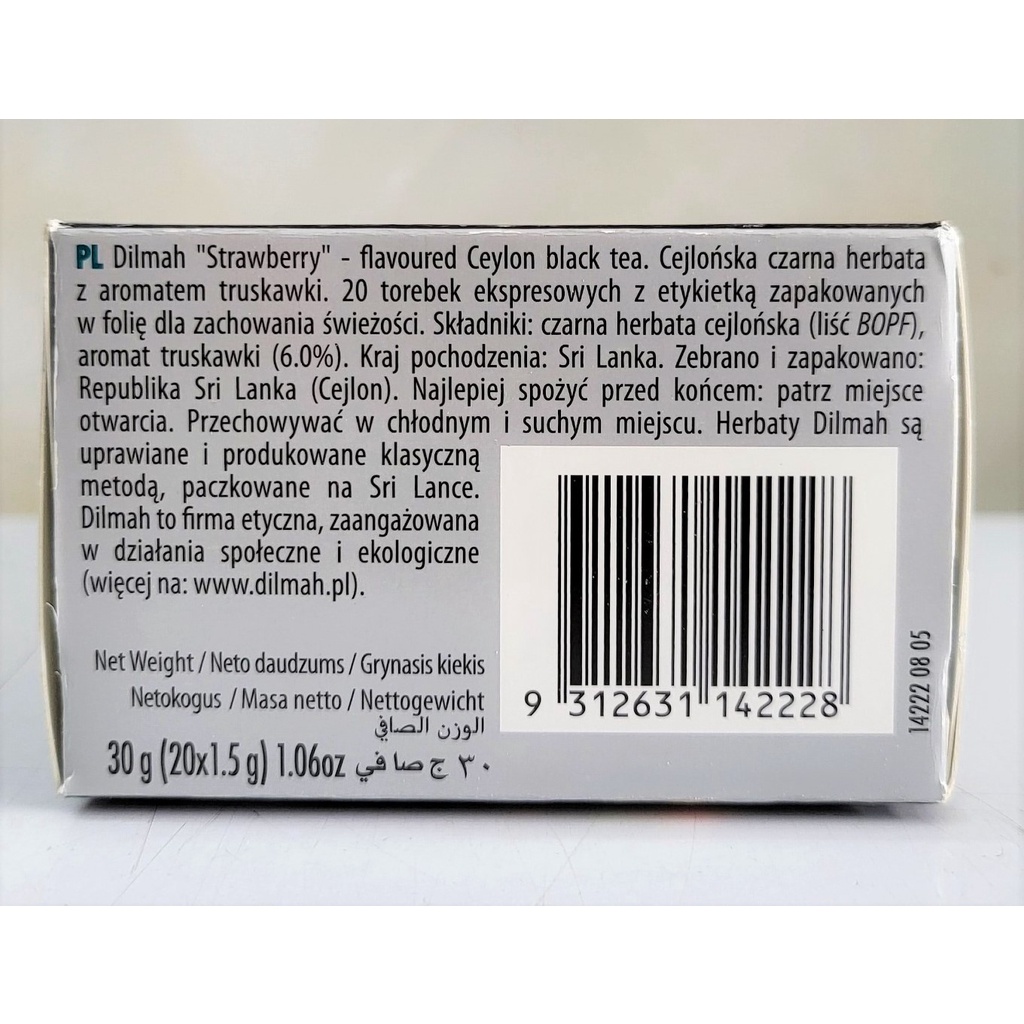 [Hộp 30g – STRAWBERRY] TRÀ ĐEN TÚI LỌC HƯƠNG DÂU [Sri Lanka] DILMAH Ceylon Black Tea