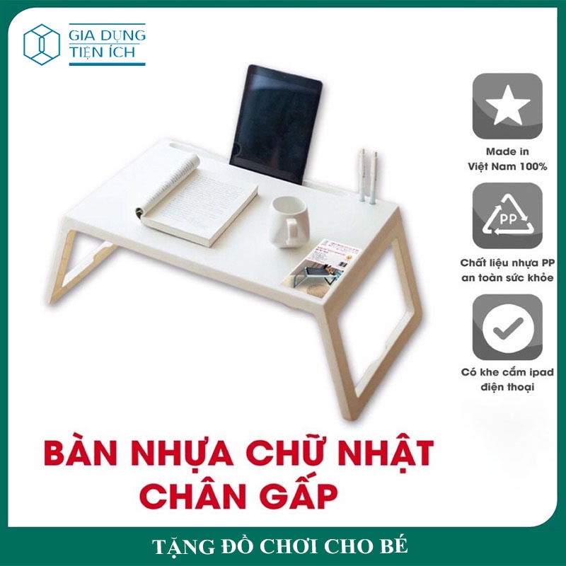 Bàn học gấp gọn thông minh nhựa Việt Nhật có khe cắm Ipad, bàn làm việc thông minh,trang trí phòng gọn nhẹ