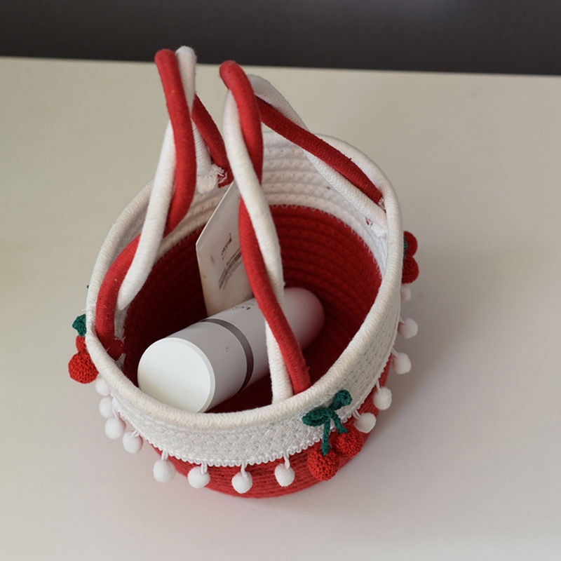 Túi Xách Đan Lát Hình Quả Cherry Dễ Thương Cho Nữ