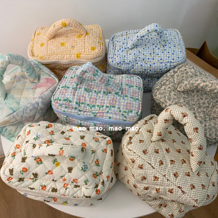 Túi Đựng Mỹ Phẩm Xách Tay Sức Chứa Lớn Họa Tiết Hoa Có 7 Kiểu