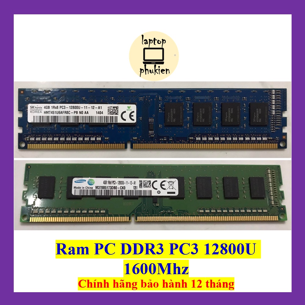 Ram PC máy bàn DDR3 1600Mhz PC3 12800U 2GB 4GB 8GB - Chính hãng bảo hành 1 năm