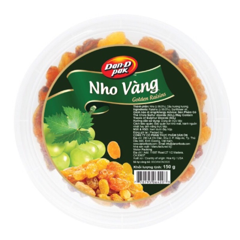 Nho vàng khô Golden Raisins Dan.D Pak 454g