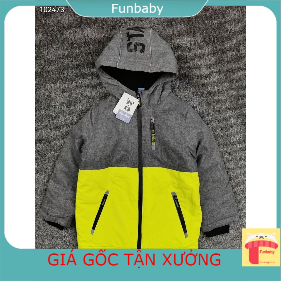 Áo khoác trẻ em bé trai lót nỉ có mũ 2-8 tuổi hàng xuất xin phối màu, Áo parka cho bé cao cấp khỏe khoắn thời trang
