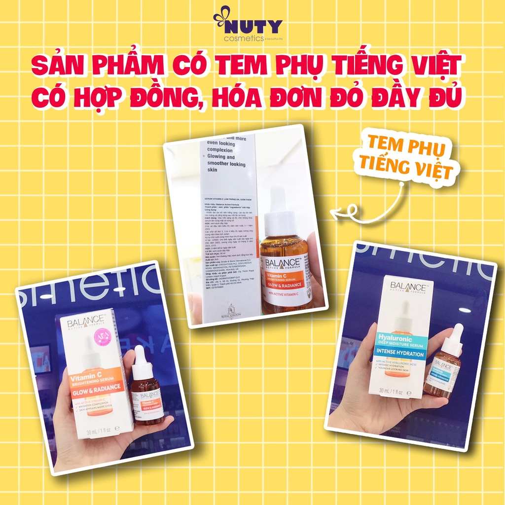 Serum Dưỡng Da Balance Active Formula cấp nước Hyaluronic Acid/ Gold/ Vitamin C/Niacinamide (30ml)