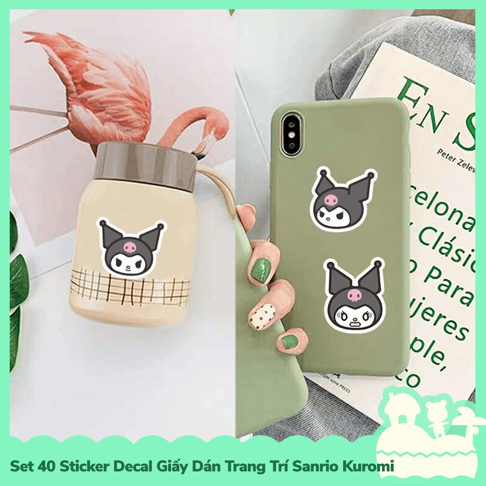 [Sẵn VN - NowShip] Set 40 Sticker Decal Dán Trang Trí Mẫu Nhân Vật Hoạt Hình Dễ Thương Đáng Yêu Cute Sanrio Kuromi