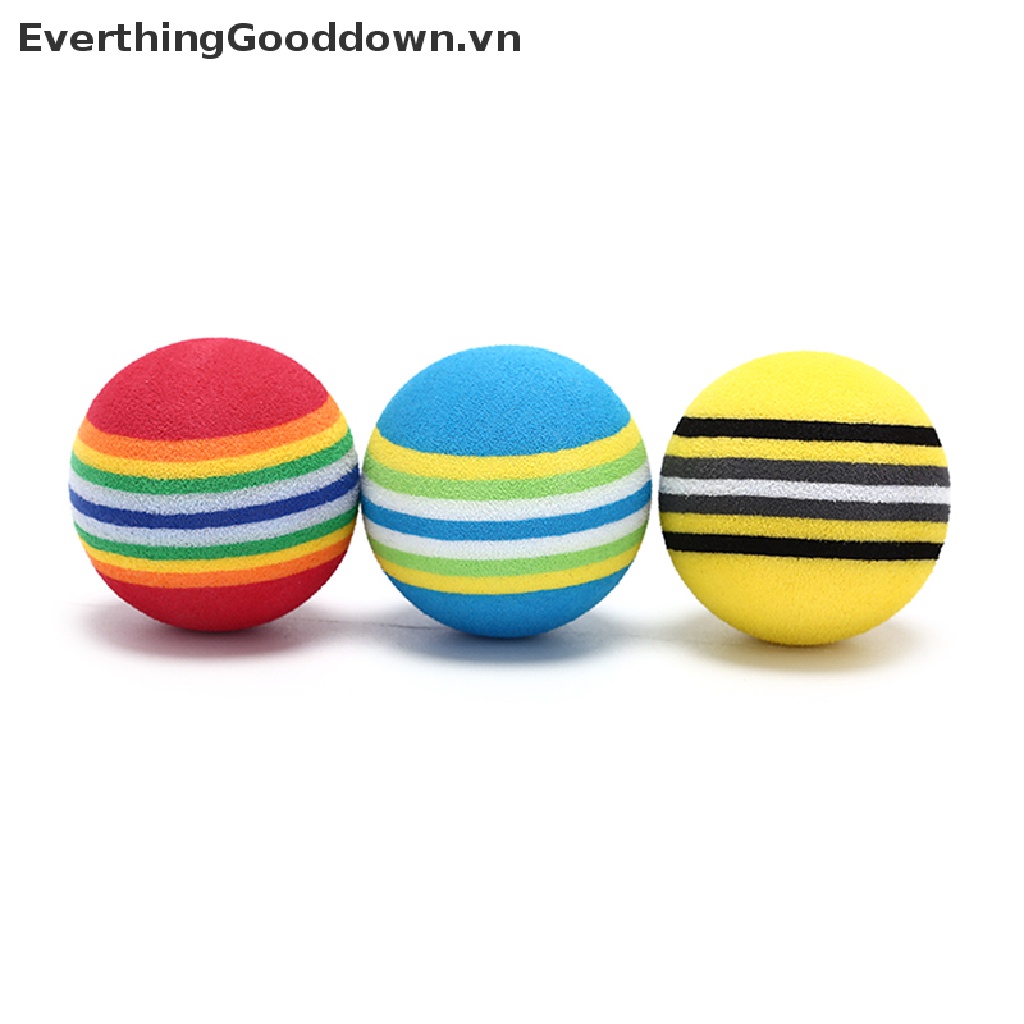 Everthinggooddown Set 10 Quả Bóng Đánh Golf Bằng Xốp Sọc Cầu Vồng Hỗ Trợ Luyện Tập