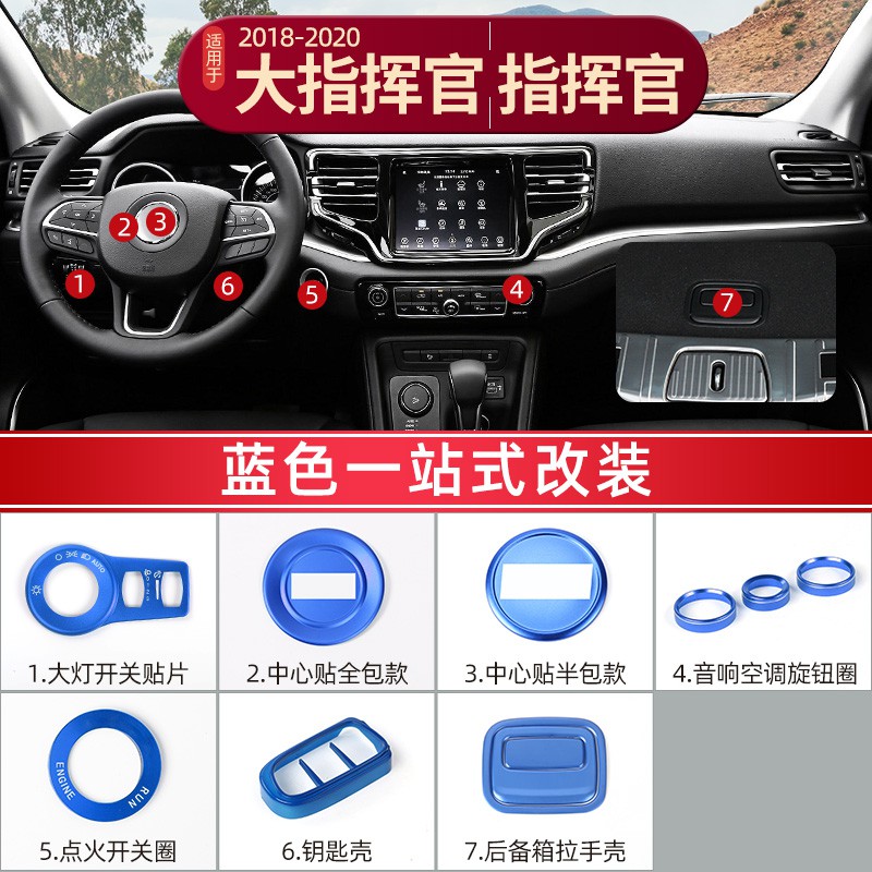 Applicable to Jeep 2018 Grand Commander blue interior modification center control steering wheel car sticker decoration