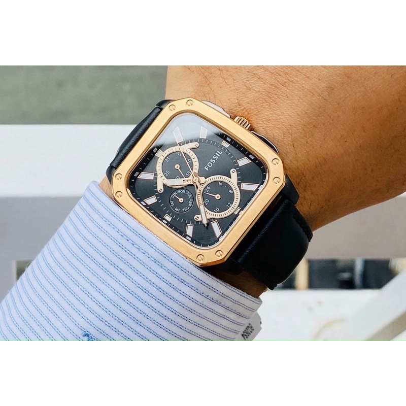 ĐỒNG HỒ DÂY DA NAM FOSSIL CHÍNH HÃNG MẶT VUÔNG BST MỚI TRẺ TRUNG NĂNG ĐỘNG MẶT ĐEN