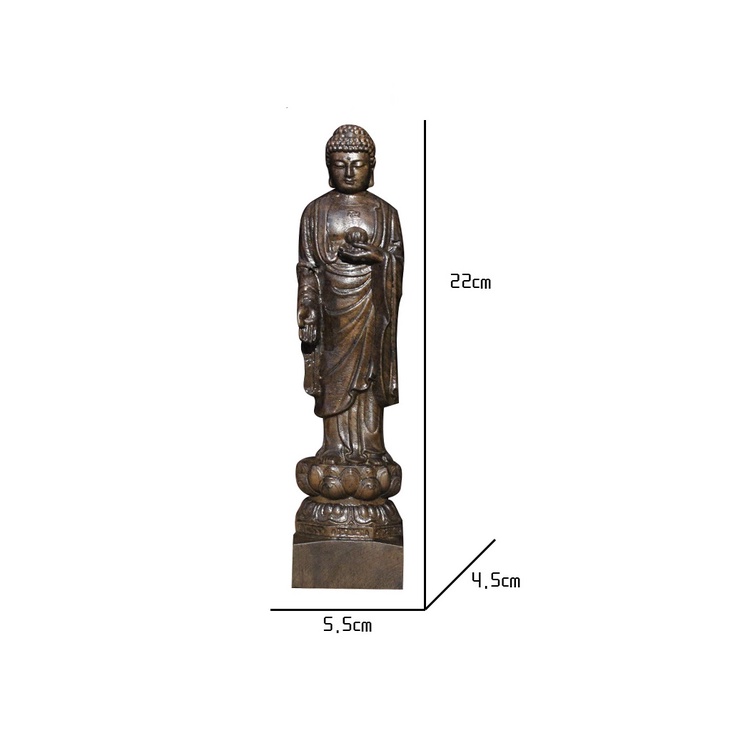 Tượng Phật Thích Ca Bằng Gỗ Đàn Hương Thơm Trạm Khắc Thủ Công Cao 22 cm